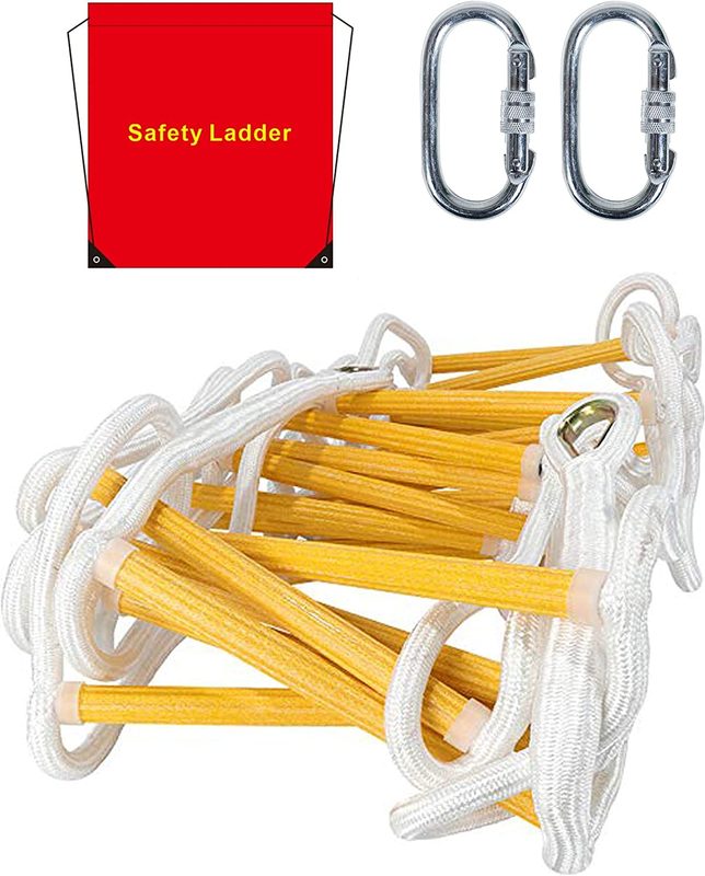 Emergency Fire Escape Ladder Flame Resistant Safety Rope Ladder with Hooks， Fast