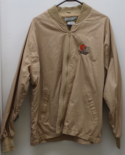 VTG Sahara Cleveland Browns NFL Light Weight Jacket Windbreaker Zip Mens XL tan