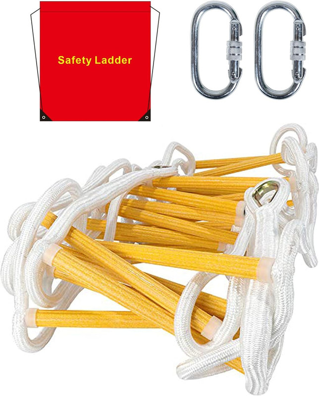 Emergency Fire Escape Ladder Flame Resistant Safety Rope Ladder with Hooks， Fast