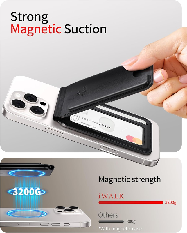 Magsafe Wallet with Adjustable Stand, 5 Card Holder for Phone, RFID Blocking Mag