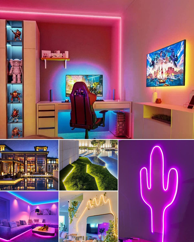 RGB Neon Lights AC110V-130V 82FT Neon LED Strip Lights Neon Rope Light Flexible