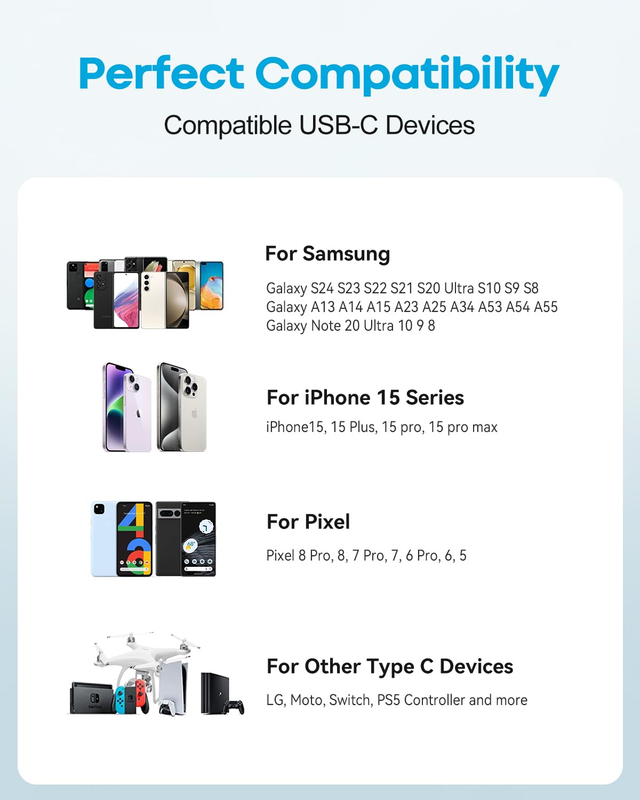 USB C Cable 10ft, Long USB A to USB C Charger Cord, Type C Fast Charging Cable f