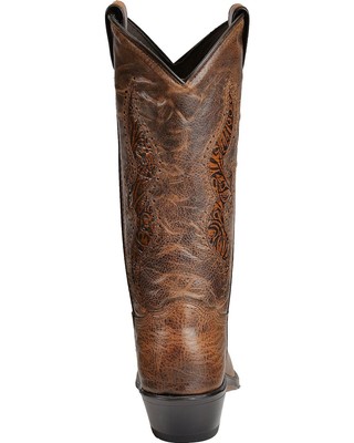 Pre-owned Abilene Women's Hand Tooled Inlay Western Boot - Snip Toe - 9141 In Brown