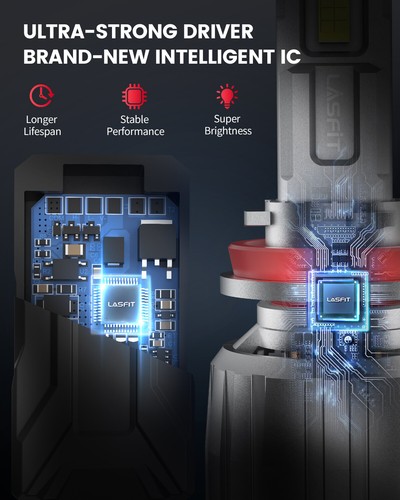 Lasfit H11 LED Headlight Low Beam Bulbs Conversion kit 6000K White Super Bright