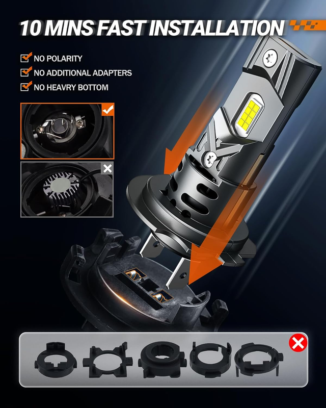 H7 LED Headlight Bulbs, 32000 Lumens 800% Brighter 6500K Cool White Led Bulbs, A