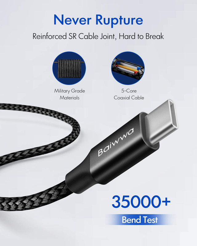 USB C to USB C Cable 100W [10FT 2-Pack], Type C Fast Charging Cord 5A for iPhone