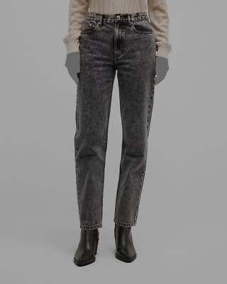 $265 A.P.C. Women Black Martin Vintage Straight Stone-Washed Jeans Pants Size 27