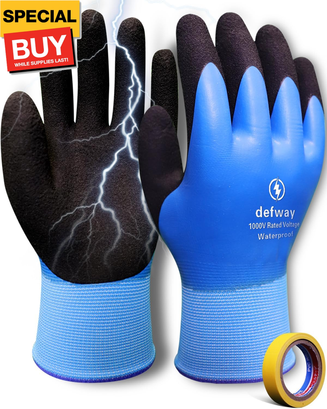 Insulated Work Gloves 1000V High Voltage Resistant Electrician Gloves Waterproof Work Gloves Rubber Non Slip Design
