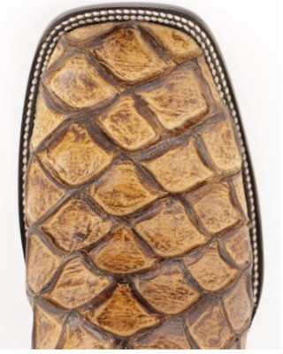 Pre-owned Ferrini Men's Bronco Pirarucu Print Western Boot - Broad Square Toe - 43393-61 In Brown