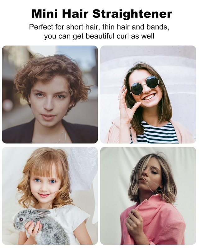 Mini Hair Straightener, Mini Flat Iron for Short Hair and Bangs, 0.7 Inch Small