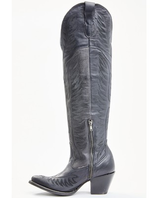 Pre-owned Corral Boots Corral Women's Embroidery Tall Western Boot - Pointed Toe - E1506 In Black