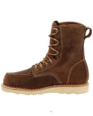 Pre-owned Georgia Boot Men's 8&quot; Waterproof Wedge Usa Lace-up Boot - Toe - Gb00532 In Brown
