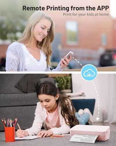 Portable Wireless Thermal Wi-Fi/Bluetooth Printer, Letter/A4/A4/A5/B5, PINK