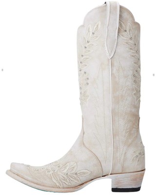 Pre-owned Lane Women's Destiny Western Boot - Snip Toe - Lb0547a 7 1/2 M In White