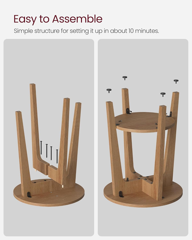 MAEZO Collection - Side Table, 2-Tier Small Round End Table, Nightstand with Tap