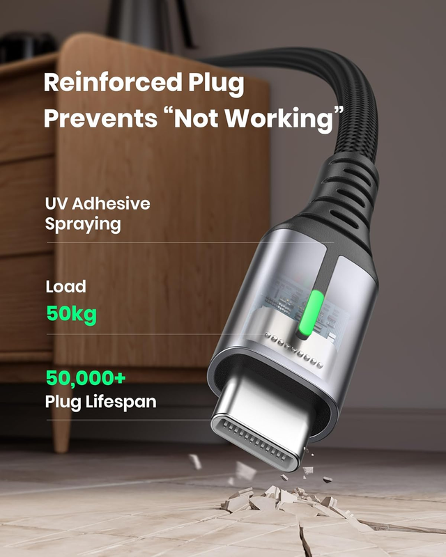 USB C Cable, [3 Pack, 1.6+6.6+6.6ft] 3.1A QC3.0 Type C Cable Fast Charge, Nylon