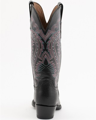 Pre-owned Ferrini Women's Lizard Western Boot - Snip Toe - 8116104 In Black