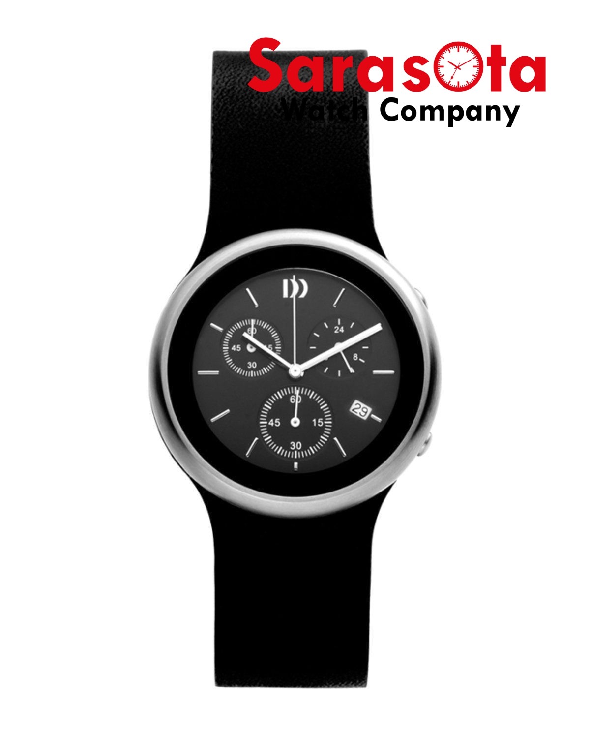 Pre-owned Danish Design Iv13q892 Steel Chronograph Black Leather Quartz Women's Watch