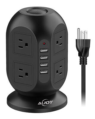 Power Strip Tower with USB Ports- AiJoy Surge Protector Power Strip Tower 8 AC O