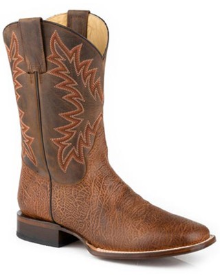 Pre-owned Stetson Men's Cole Western Boot - Broad Square Toe - 12-020-8911-4089 Br In Brown