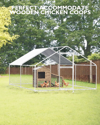  Large Metal Chicken Coop Chicken Run for 40 Chickens Walk-in Poultry Cage USA