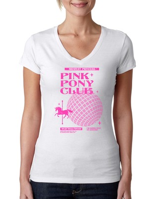 Pink Pony Club West Disco Ball Chappell Fan Womens Junior Fit V-Neck