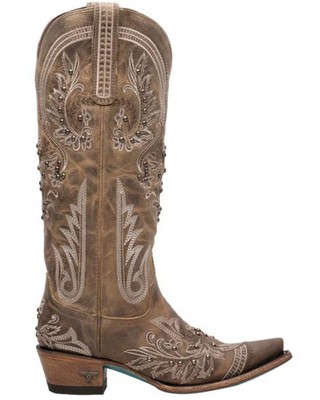 Pre-owned Lane Women's Santorini Western Boot - Snip Toe - Lb0445b In Brown