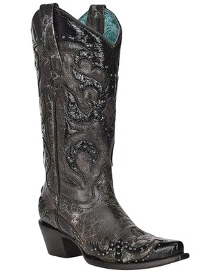 Pre-owned Corral Boots Corral Women's Embellished Western Boot - Snip Toe - Z5128 In Black