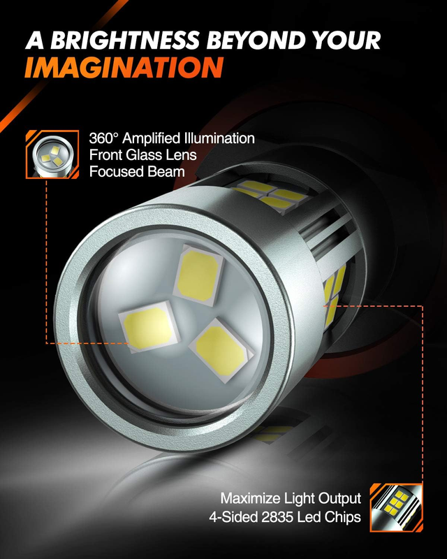 H11/H8/H16 LED Fog Light Bulbs, 6000K Xenon White, 27 SMD Chips, 360-degree Illu