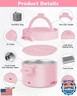 Electric Lunch Box for Adults with Insulated Carry Bag, 33.8oz 3-in-1 Portable Food Warmer 12V/24V/110V Leakproof and Dishwasher-Safe | Heated Lunch Box for Office, Car, Travel | Gifts for Women (Pink)