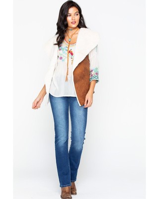 Cripple Creek Women's Distressed Open Front Faux Shearling Vest - CR17430-06