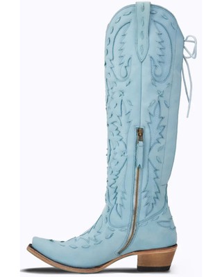 Pre-owned Lane Women's Reverie Tall Western Boot - Snip Toe - Lb0495a 10 M In Blue