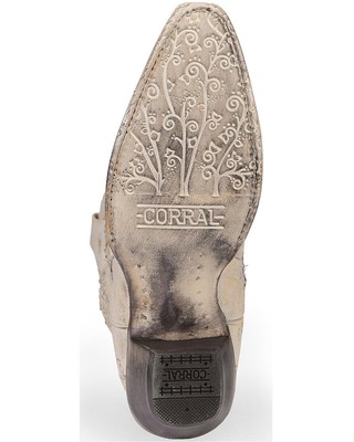 Pre-owned Corral Boots Corral Women's Glitter Inlay And Crystals Wedding Boot - Snip Toe - A3322 In White