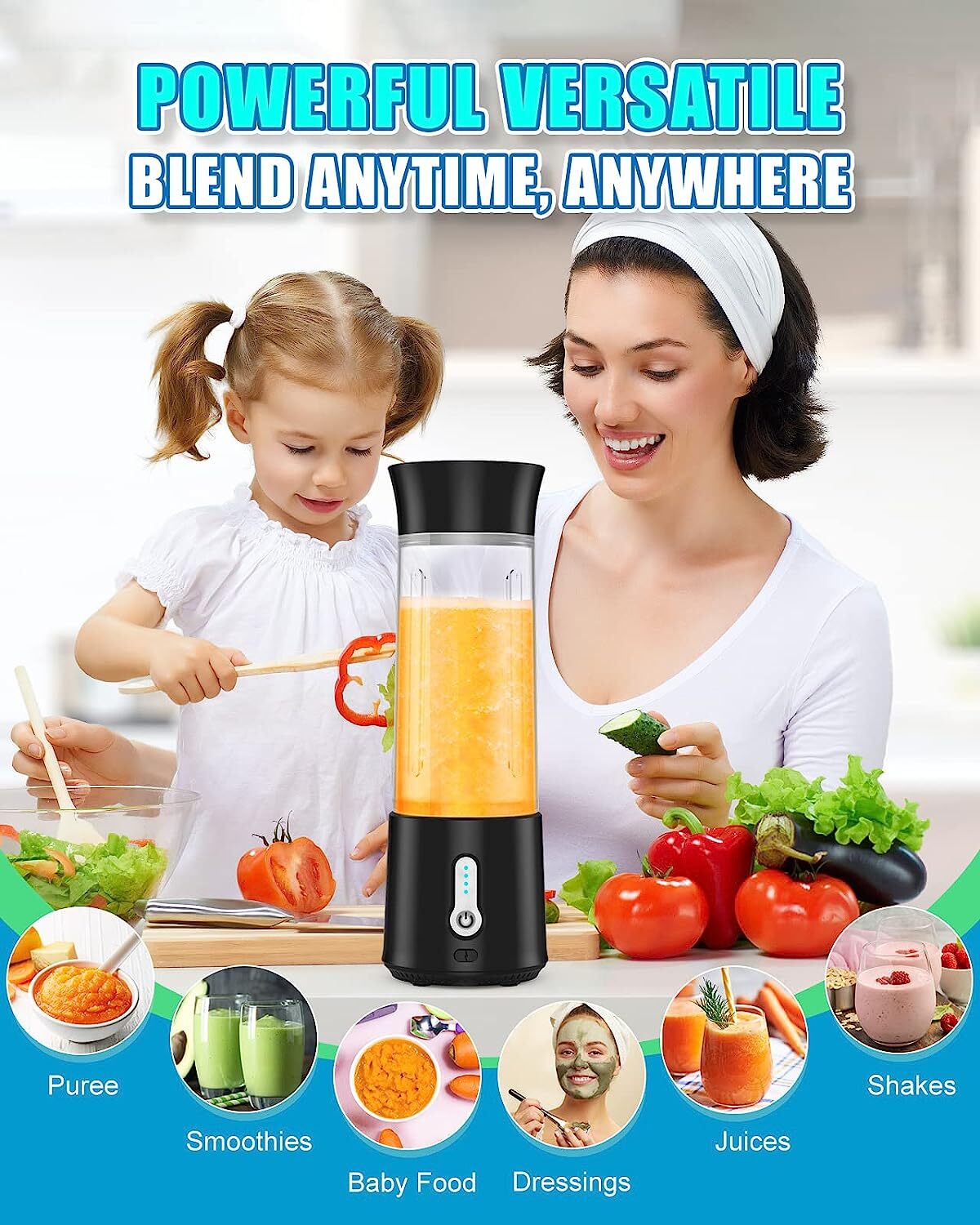 500ML Portable Personal Mini Juicer Cup USB Rechargeable Blender Smoothie Mixer