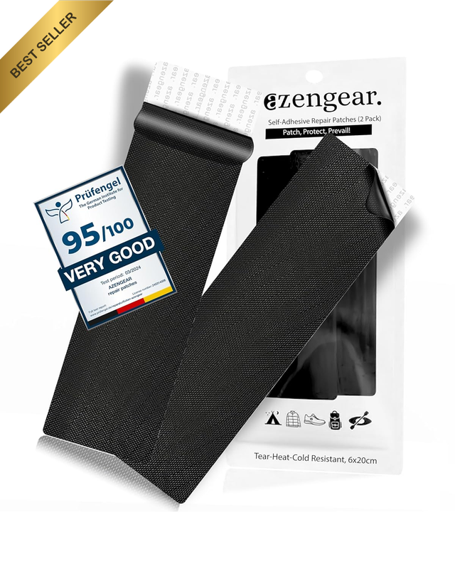 2 Pack Self-Adhesive Waterproof Repair Patches 6x20 cm Black for Jackets Shoes T