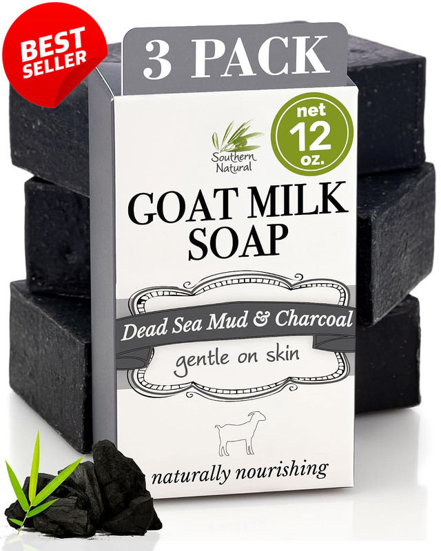 Activated Charcoal Soap Bars 3 Pack Dead Sea Mud Goat Milk Peppermint - US