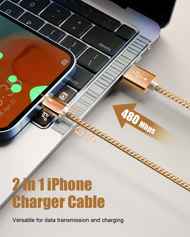 iPhone Charger Cord, 5Pack (3/3/6/6/10ft) Lightning Cable, MFi Certified Nylon B
