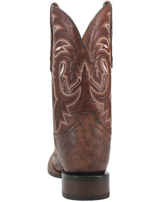Pre-owned Dan Post Men's Dillinger Full Quill Ostrich Western Boot Broad Square Toe - In Brown