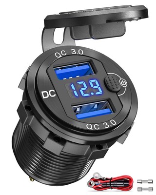 [Upgraded Version] 12V USB Outlet Dual Quick Charge 3.0, Aluminum Socket 12V ...