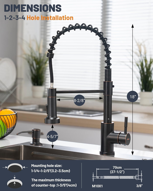 18&rdquo; Tall Kitchen Faucet with Pull down Sprayer Oil Rubbed Bronze - Commercial Hi