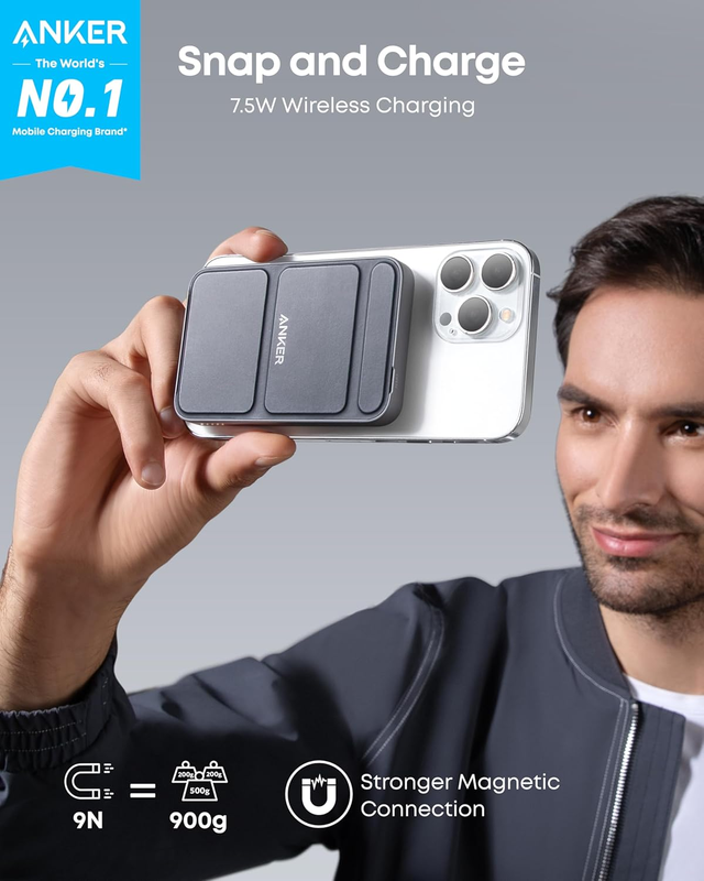 622 Magnetic Battery (MagGo), 5,000mAh Foldable Magnetic Wireless Portable Charg
