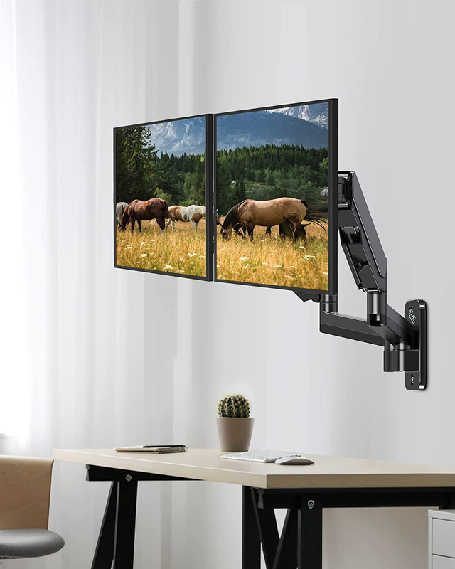 Dual Monitor Wall Mount for 2 Max 32 Inch Computer Screen