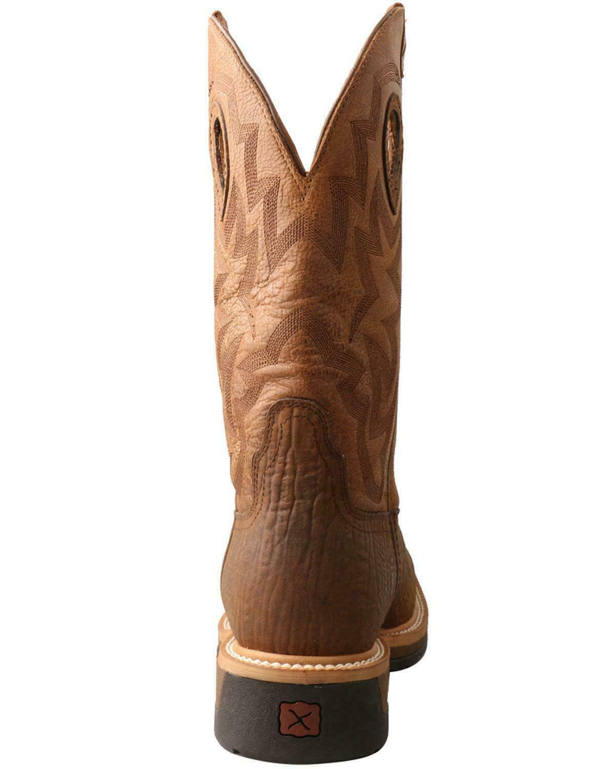 Pre-owned Twisted X Men's Lite Cowboy Work Boot - Wide Square Toe - Mlccw05 Comp Toe In Brown