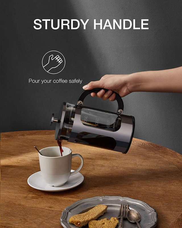 French Press Coffee Maker, Glass 304 Stainless Steel Coffee Press, Cold Brew Hea