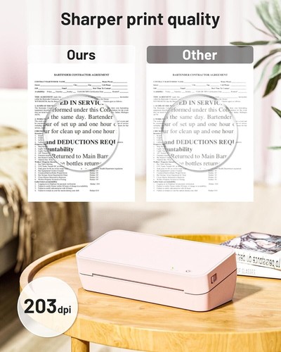 Portable Wireless Thermal Wi-Fi/Bluetooth Printer, Letter/A4/A4/A5/B5, PINK