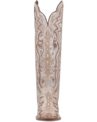 Pre-owned Dan Post Women's 16&quot; Triad Silvie Tall Western Boot - Snip Toe - Dp4276 6 In White