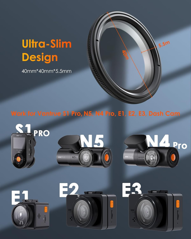 E1/N4 Pro, E1 Lite, E2, E3, N4S, N5, N5S, S1 Pro, N2X Dash Cam 40mm Circular Pol