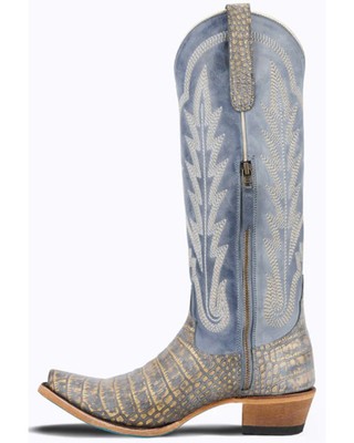 Pre-owned Lane Women's Skylight Tall Western Boot - Snip Toe - Lb0498b 8 M In Blue