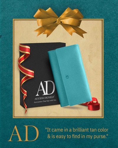 Access Denied Trifold Clutch RFID Wallets For Women - Large Capacity Teal 