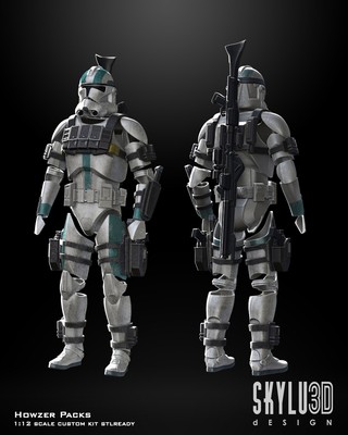 UNPAINTED 1:12 Howzer Packs Armor Set for 6'' figure customs